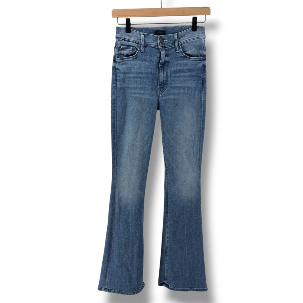 Mother High Waisted Weekender Skimp Jeans Womens 26 Blue Flare We The Animals